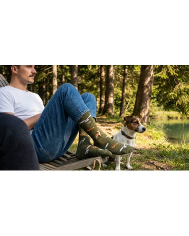 Animaux de la Forêt - Chaussettes en laine mérinos - Vert Army Alfredo Gonzales jolies pour femme originales pour homme chaus...