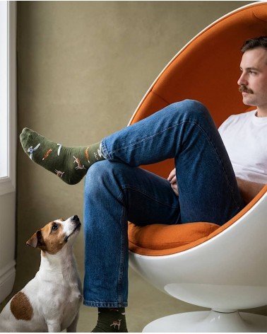 Animaux de la Forêt - Chaussettes en laine mérinos - Vert Army Alfredo Gonzales jolies pour femme originales pour homme chaus...