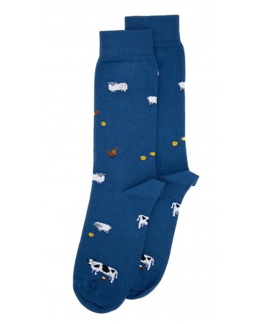 Animaux de la Ferme - Chaussettes fantaisie en coton - Bleu Alfredo Gonzales jolies pour femme originales pour homme chausset...