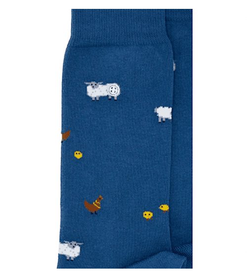 Animali della Fattoria - Calze divertenti in cotone - Blu