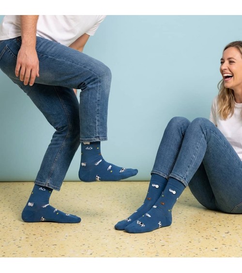 Animaux de la Ferme - Chaussettes fantaisie en coton - Bleu Alfredo Gonzales jolies pour femme originales pour homme chausset...