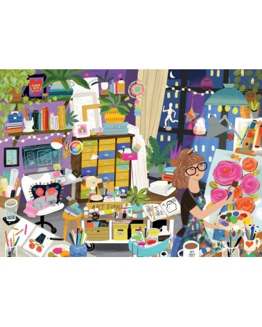 My Favourite Place: The Art Studio - 1000 piece jigsaw puzzle Pieces & Peace art puzzle jigsaw adult picture puzzles