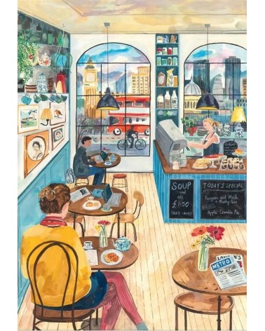 Londoner Café - Puzzle 1000 Teile Pieces & Peace  coole lustige schöne puzzle kaufen shönes motiv