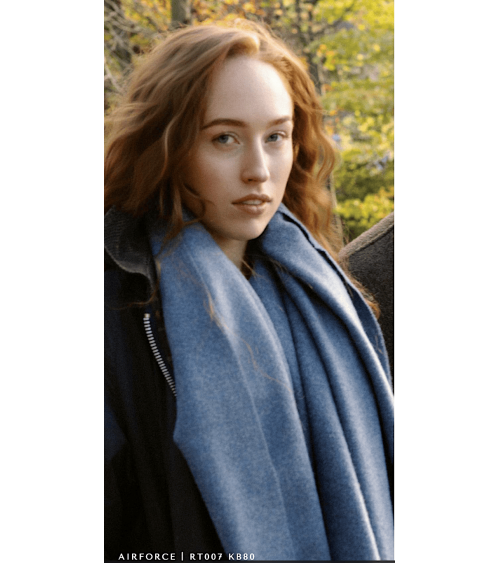 PLAIN Airforce - Merino Wollschal blau, blauer Schal Bronte by Moon Damen Winter Winterschal Herrenschal woll schal mit frans...