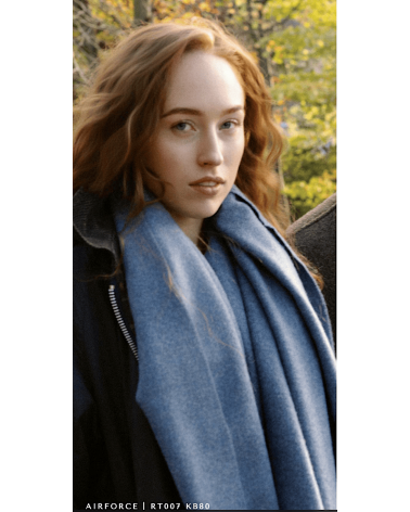 PLAIN Airforce - Sciarpa di lana merinos blu Bronte by Moon sciarpa inglese per donna da uomo per donna sciarpe di lana eleganti