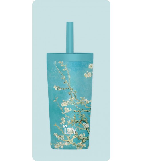 Van Goghs Mandelbaum in Blüte - Thermo Trinkflasche mit Strohhalm IZY Bottles trink thermos flaschen wasserflaschen sport kaufen