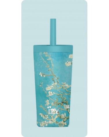 Van Goghs Mandelbaum in Blüte - Thermo Trinkflasche mit Strohhalm IZY Bottles trink thermos flaschen wasserflaschen sport kaufen