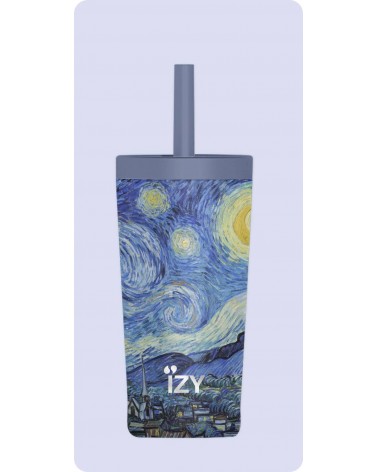 van Goghs Sternennacht - Thermo Trinkflasche mit Strohhalm IZY Bottles trink thermos flaschen wasserflaschen sport kaufen