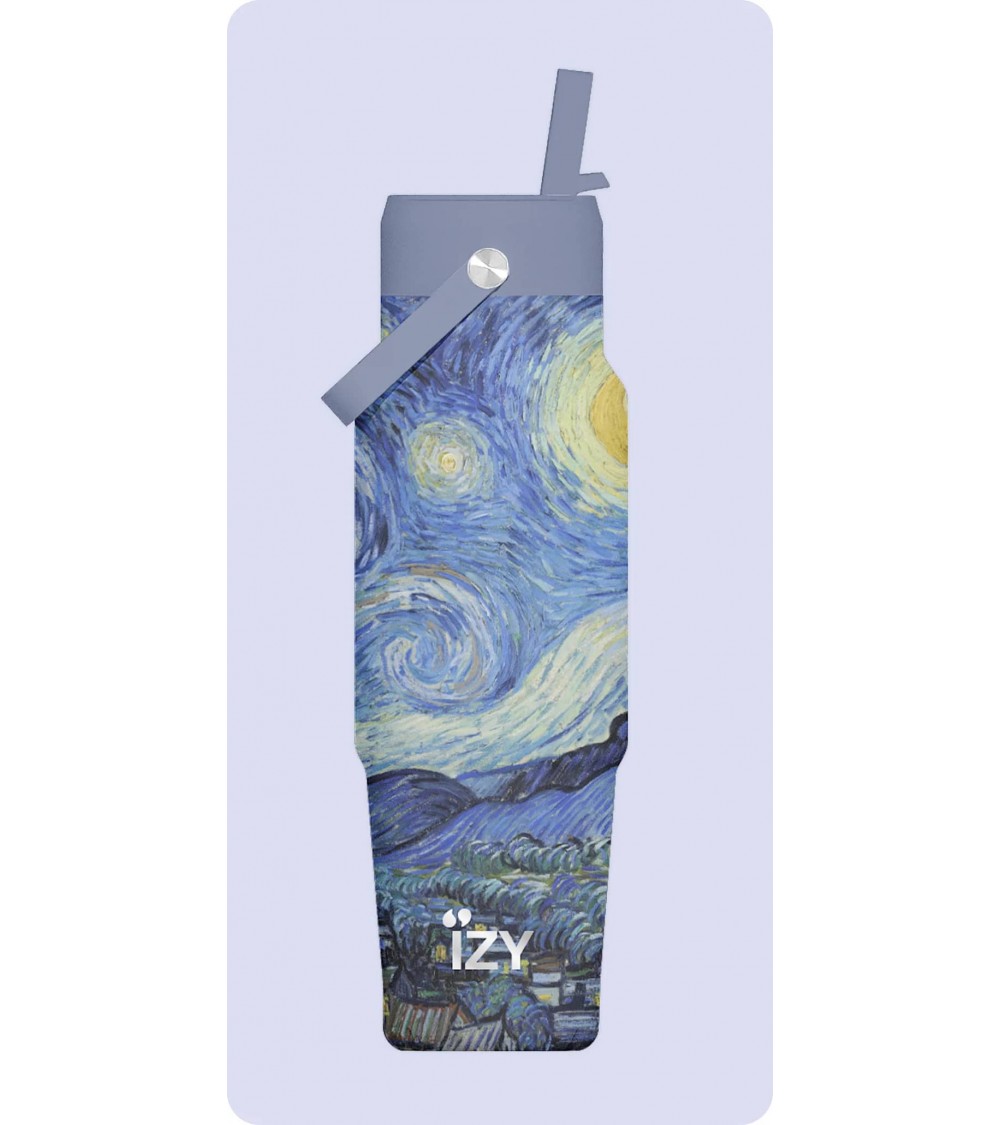 Notte stellata di van Gogh - Borraccia termica con cannuccia 900ML IZY Bottles borracce termiche