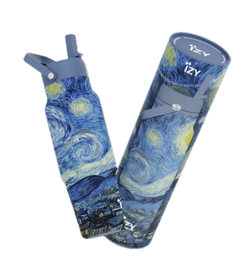 van Goghs Sternennacht - Thermo Trinkflasche mit Strohhalm 900ML IZY Bottles trink thermos flaschen wasserflaschen sport kaufen
