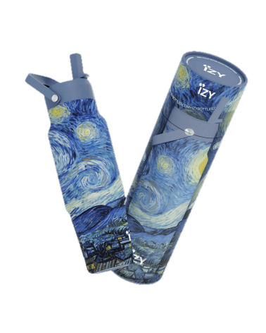 Notte stellata di van Gogh - Borraccia termica con cannuccia 900ML IZY Bottles borracce termiche