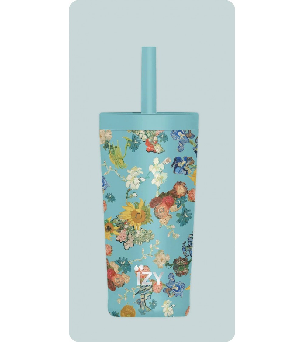 Vincent van Gogh Blumen - Thermo Trinkflasche mit Strohhalm IZY Bottles trink thermos flaschen wasserflaschen sport kaufen