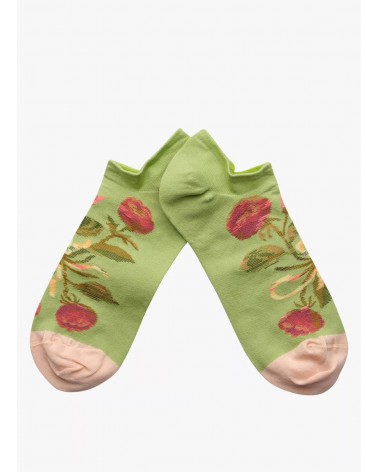 Nœud et fleurs - Socquettes en coton égyptien Bonne Maison jolies pour femme originales pour homme chausset rigolotes drole S...