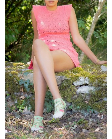 Nœud et fleurs - Socquettes en coton égyptien Bonne Maison jolies pour femme originales pour homme chausset rigolotes drole S...