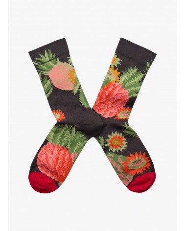 Ananas Faux Noir - Chaussettes en coton égyptien Bonne Maison jolies pour femme originales pour homme chausset rigolotes drol...