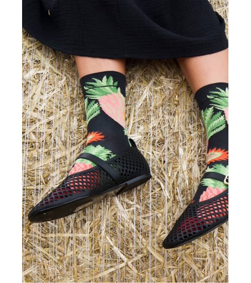 Ananas Faux Noir - Chaussettes en coton égyptien Bonne Maison jolies pour femme originales pour homme chausset rigolotes drol...