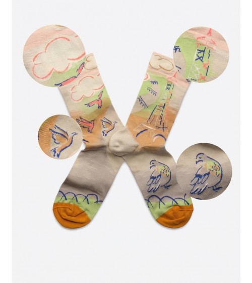 Paris - La Tour Eiffel - Chaussettes en coton égyptien Bonne Maison jolies pour femme originales pour homme chausset rigolote...