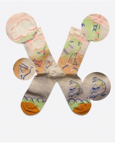 Paris - La Tour Eiffel - Chaussettes en coton égyptien Bonne Maison jolies pour femme originales pour homme chausset rigolote...