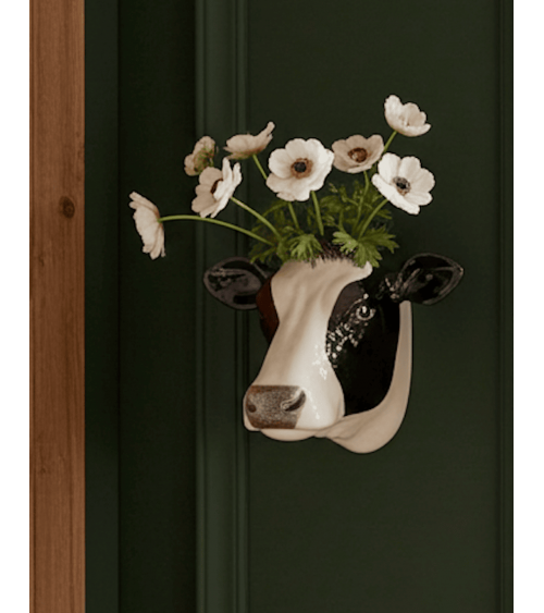 Vaso da parete - Mucca Holstein Quail Ceramics vasi eleganti per interni per fiori decorativi design kitatori svizzera