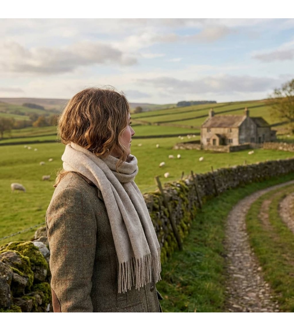 PLAIN Beige - Sciarpa di lana merinos Bronte by Moon sciarpa inglese per donna da uomo per donna sciarpe di lana eleganti