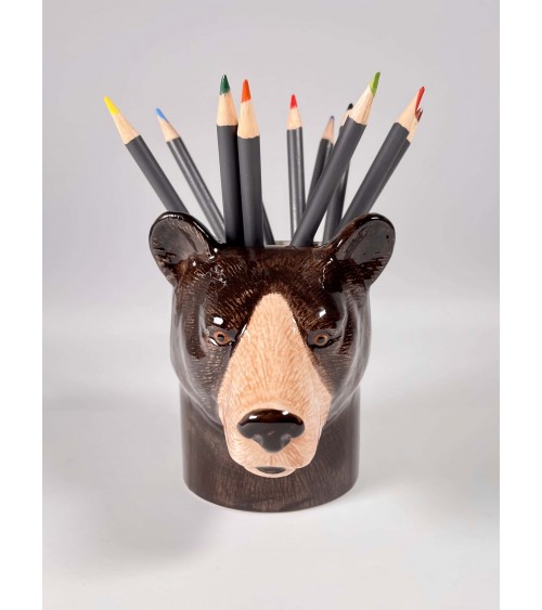 Schwarzbär - Stiftehalter & Blumentopf - Bär Quail Ceramics schreibtisch büro kinder besteckbehälter make up pinselhalter