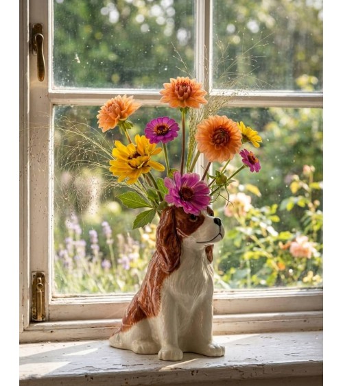 Cavalier King Charles - Small Flower Vase dog Quail Ceramics table flower living room vase kitatori switzerland