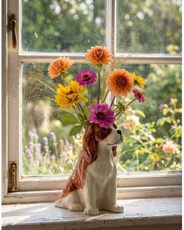 Cavalier King Charles - Vaso da fiori piccolo - Cane Quail Ceramics vasi eleganti per interni per fiori decorativi design kit...