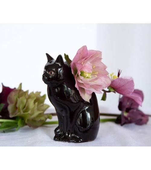 Lucky - Mini vase à fleurs - Chat noir Quail Ceramics design fleur décoratif original kitatori suisse