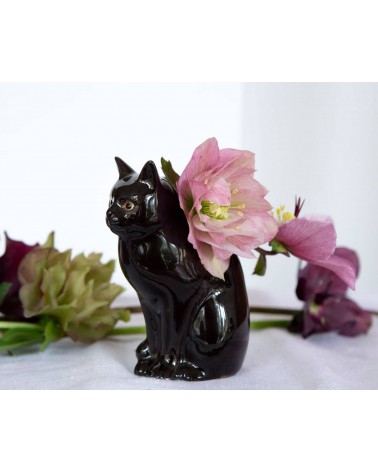 Lucky - Mini vaso gatto nero Quail Ceramics vasi eleganti per interni per fiori decorativi design kitatori svizzera