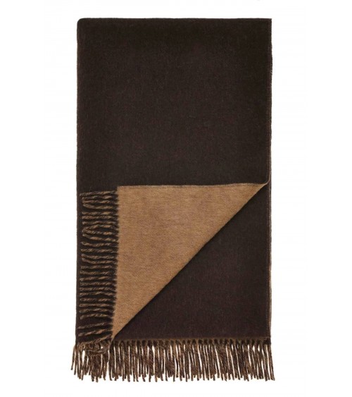 Merino Decke doppelseitig Kamel / Schokolade - Wolldecke, Kuscheldecke Bronte by Moon Schafwolldecke warme Woll Decken Sofa w...