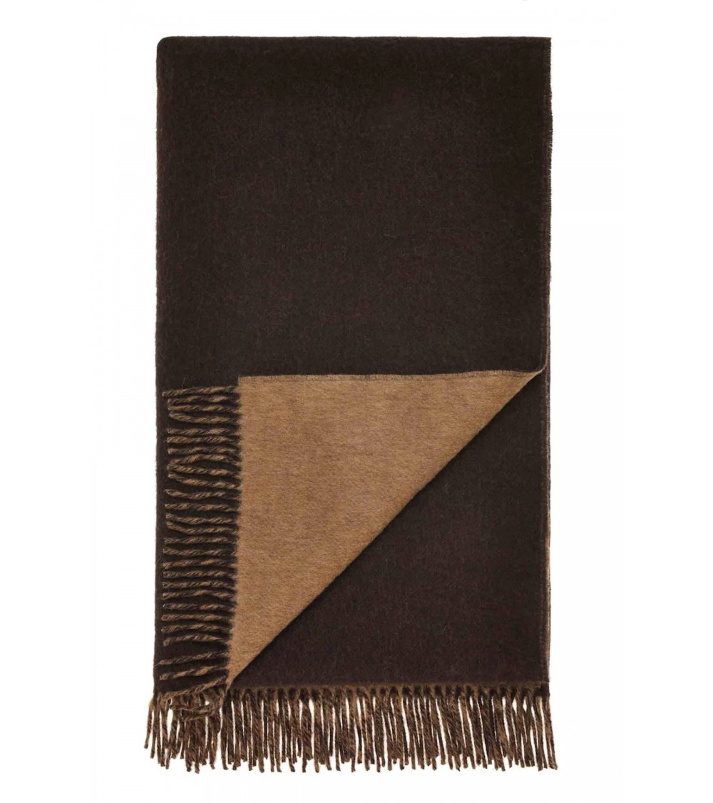 Plaid Double Face Camel / Chocolat - Couverture en laine mérinos Bronte by Moon un plaid cocooning couverture chaude douce pl...