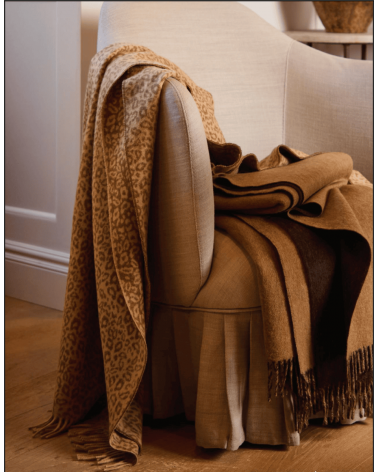 Plaid Double Face Camel / Chocolat - Couverture en laine mérinos Bronte by Moon un plaid cocooning couverture chaude douce pl...