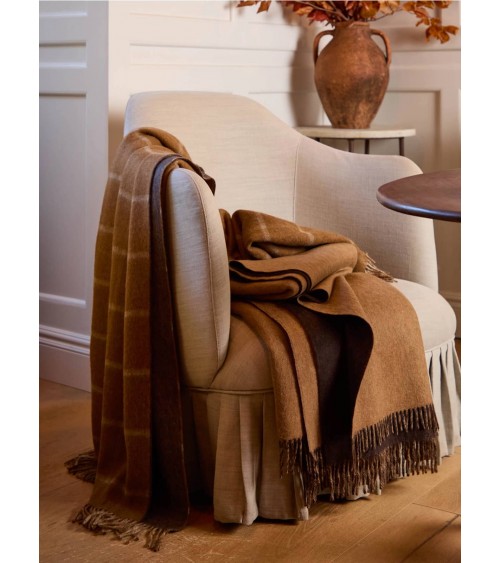 Plaid Herringbone Check Cammello / Cioccolato - Coperta divano in lana Bronte by Moon plaid per divano in lana coperta morbid...