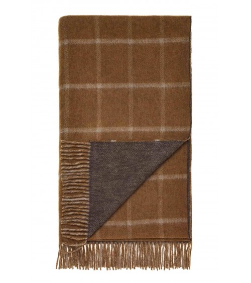 Wolldecke Herringbone Check Kamel / Schokolade - Merino Decke Bronte by Moon Schafwolldecke warme Woll Decken Sofa wohndecke ...