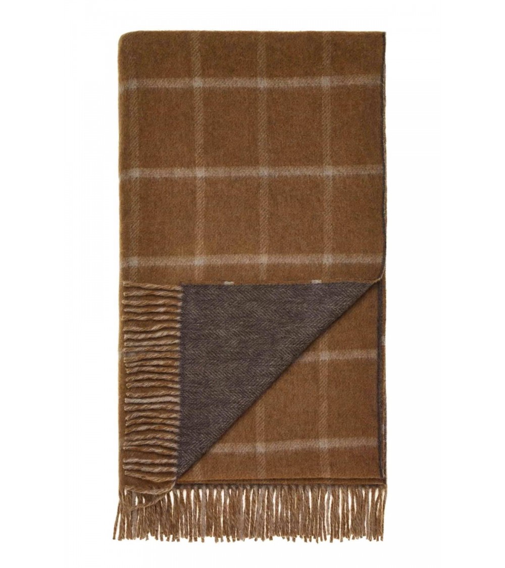 Herringbone Check Camel / Chocolate - Merino Wool Blanket, Sofa Throw Bronte by Moon warm cozy soft sofa throw blanket picnic...