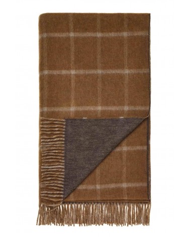 Wolldecke Herringbone Check Kamel / Schokolade - Merino Decke Bronte by Moon Schafwolldecke warme Woll Decken Sofa wohndecke ...