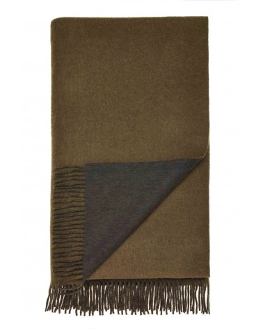 Merino Decke doppelseitig Army / Loden - Wolldecke, Kuscheldecke Bronte by Moon Schafwolldecke warme Woll Decken Sofa wohndec...