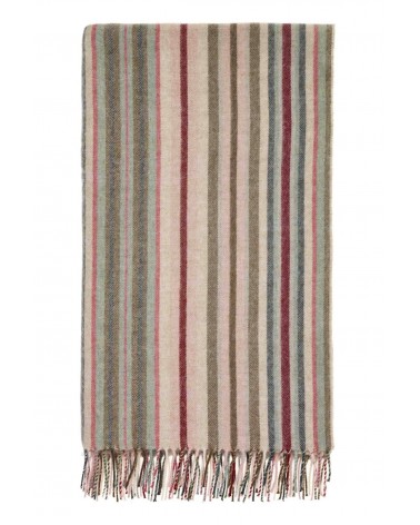 Merino Decke Santa Cruz Pink / Khaki - Wolldecke, Kuscheldecke Bronte by Moon Schafwolldecke warme Woll Decken Sofa wohndecke...