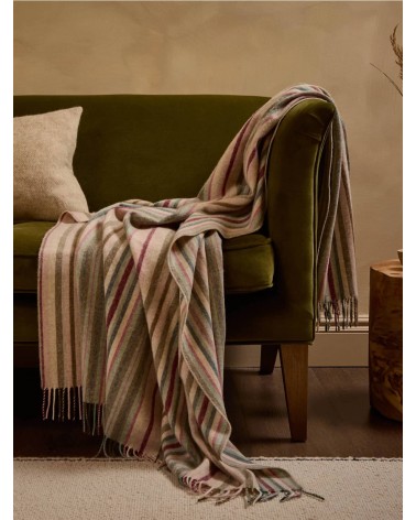 Santa Cruz Pink / Khaki - Merino Wool Blanket, Sofa Throw Bronte by Moon warm cozy soft sofa throw blanket picnic throws and ...