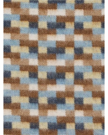 Plaid Bricks Blue / Camel - Couverture en laine mérinos Bronte by Moon un plaid cocooning couverture chaude douce plaide lit
