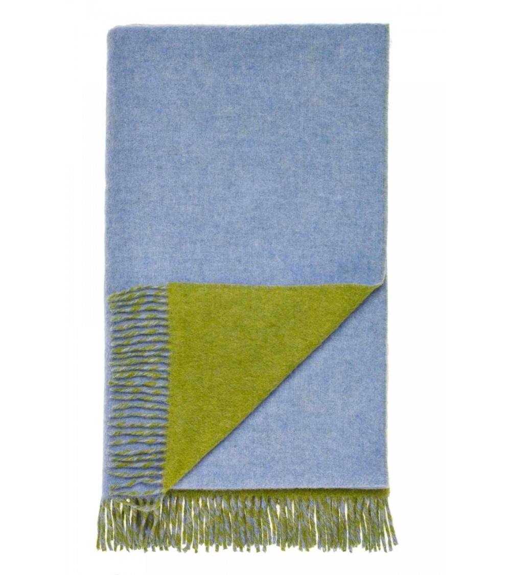 Double Face Sky / Apple Wool Blanket - Pure new wool throw Bronte by Moon warm cozy soft sofa throw blanket picnic throws and...