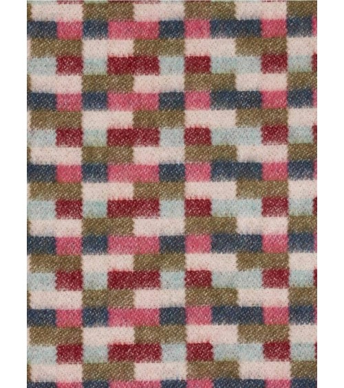 Plaid Bricks Pink / Khaki - Couverture en laine mérinos Bronte by Moon un plaid cocooning couverture chaude douce plaide lit