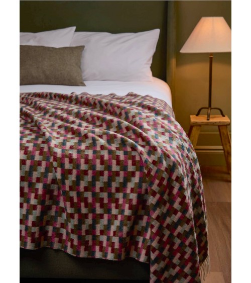 Plaid Bricks Pink / Khaki - Coperta divano in lana Bronte by Moon plaid per divano in lana coperta morbida letto matrimoniale...