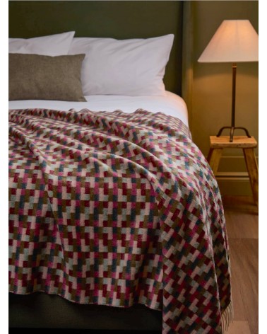 Plaid Bricks Pink / Khaki - Coperta divano in lana Bronte by Moon plaid per divano in lana coperta morbida letto matrimoniale...