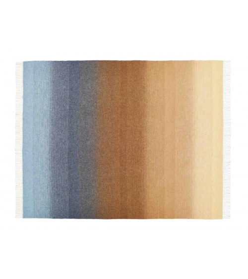 Ombre Stripe Blue / Camel - Merino Wool Blanket, Sofa Throw Bronte by Moon warm cozy soft sofa throw blanket picnic throws an...