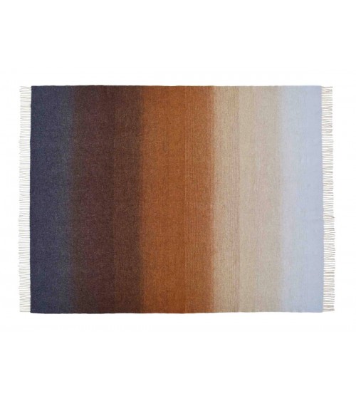 Ombre Stripe Navy / Rust - Merino Wool Blanket, Sofa Throw Bronte by Moon warm cozy soft sofa throw blanket picnic throws and...