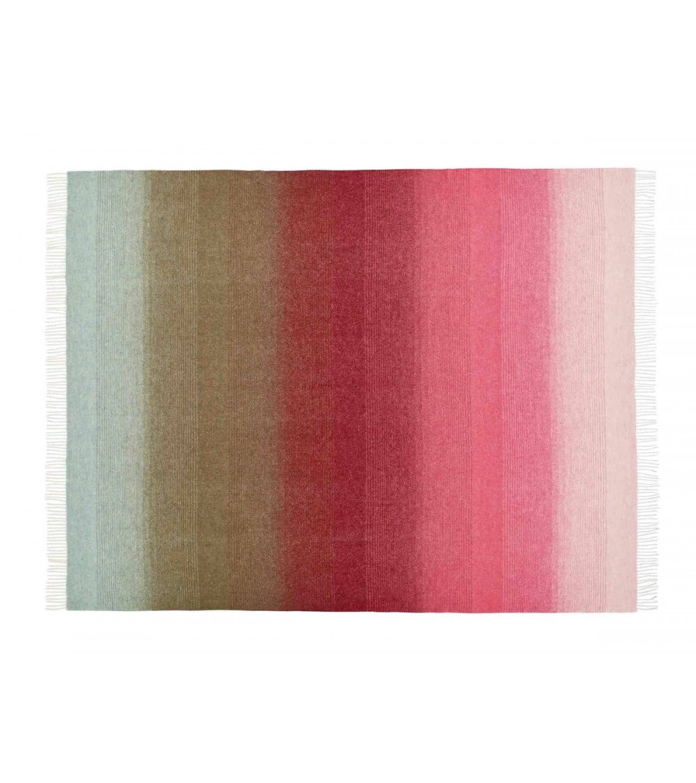 Ombre Stripe Pink / Khaki - Merino Wool Blanket, Sofa Throw Bronte by Moon warm cozy soft sofa throw blanket picnic throws an...