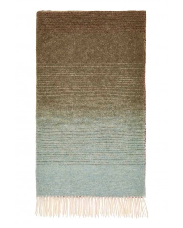 Merino Decke Ombre Stripe Pink / Khaki - Wolldecke, Kuscheldecke Bronte by Moon Schafwolldecke warme Woll Decken Sofa wohndec...