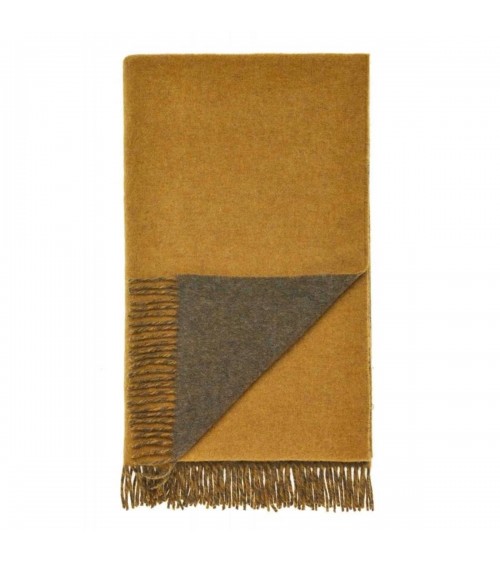 Double Face Loden / Gold - Couverture en pure laine vierge Bronte by Moon un plaid cocooning couverture chaude douce plaide lit
