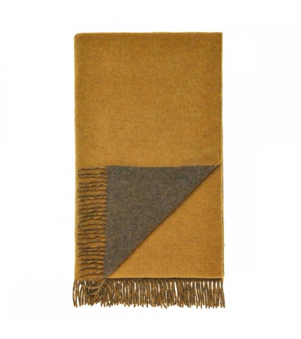 Double Face Loden / Gold - Couverture en pure laine vierge Bronte by Moon un plaid cocooning couverture chaude douce plaide lit